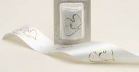 White Wedding Ribbon Gold Heart Design - Car - Gifts - Runner 